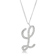 LO4709 - Silver Brass Chain Pendant with Top Grade Crystal  in Clear-0