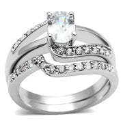 LO4712 - Rhodium Brass Ring with AAA Grade CZ  in Clear-0