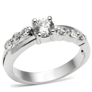 LO4713 - Rhodium Brass Ring with AAA Grade CZ  in Clear-0