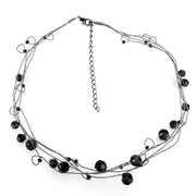 LO4714 - Ruthenium White Metal Necklace with Synthetic Synthetic Glass in Jet-0