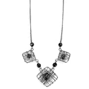 LO4727 - Ruthenium White Metal Necklace with Synthetic Synthetic Glass in Jet-0