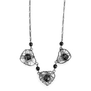 LO4728 - Ruthenium White Metal Necklace with Synthetic Synthetic Glass in Jet-0