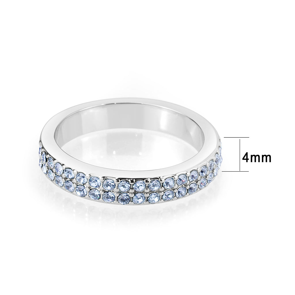 LO4760 - Rhodium Brass Ring with Top Grade Crystal in Aquamarine-1