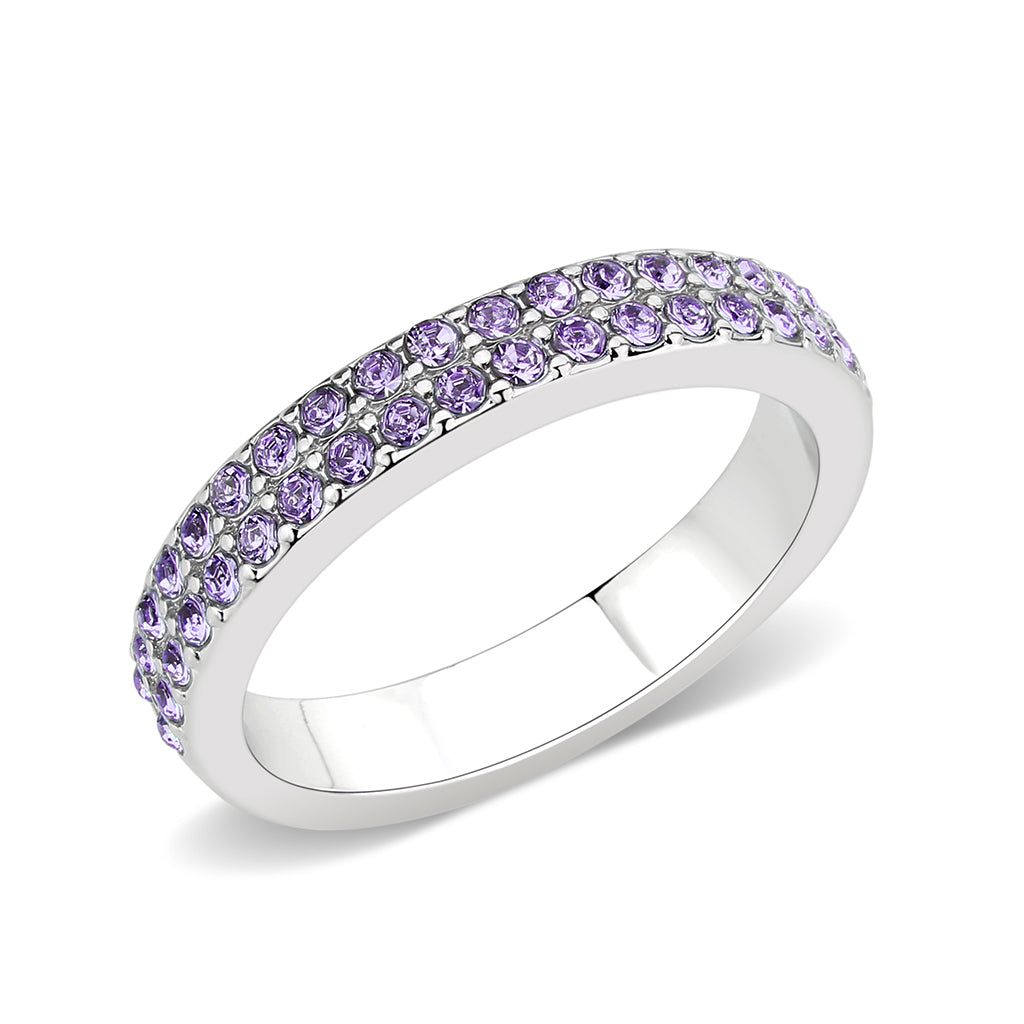 LO4761 - Rhodium Brass Ring with Top Grade Crystal in Tanzanite-0