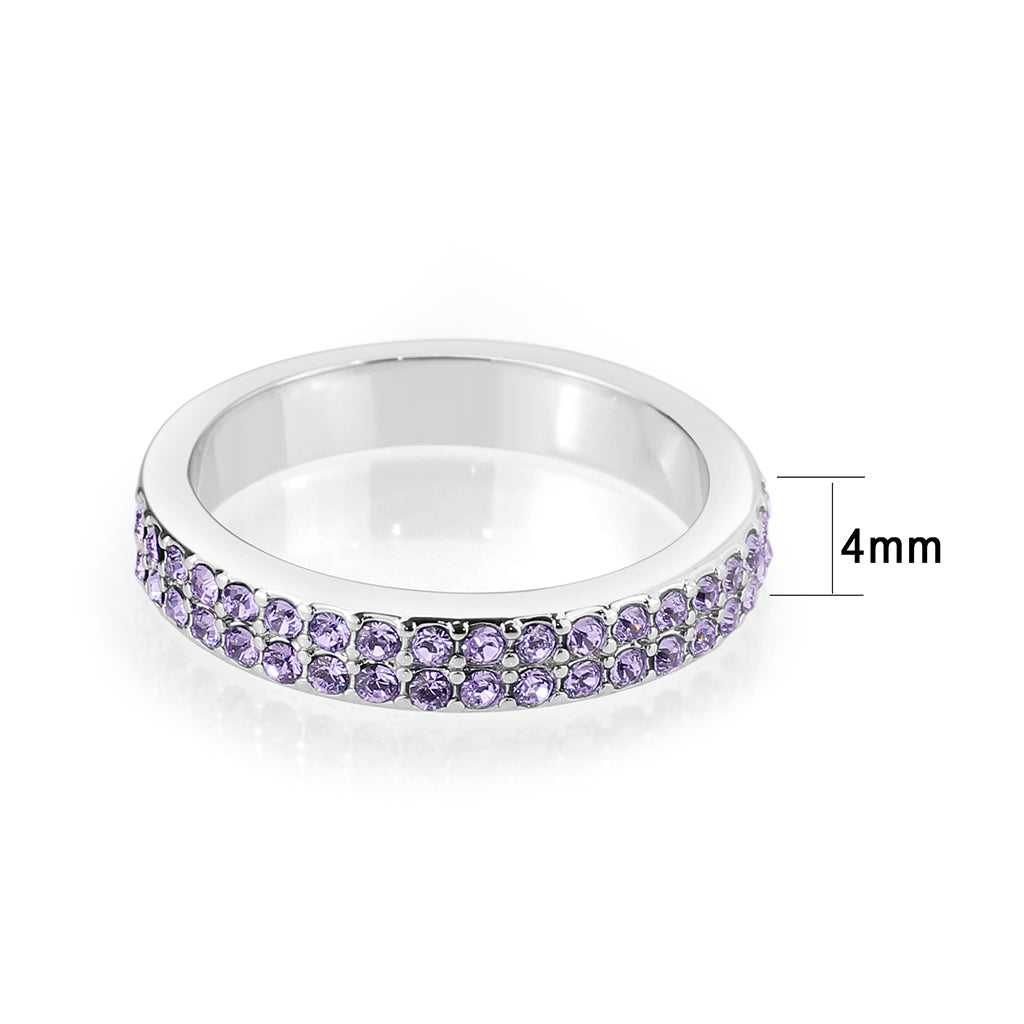 LO4761 - Rhodium Brass Ring with Top Grade Crystal in Tanzanite-1
