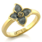 LO518 - Gold White Metal Ring with Top Grade Crystal  in Black Diamond-0