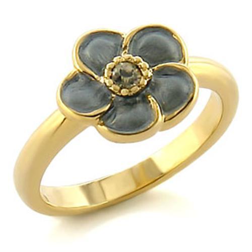 LO538 - Gold White Metal Ring with Top Grade Crystal  in Black Diamond-0