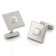 LO554 - Rhodium Brass Cufflink with No Stone-0