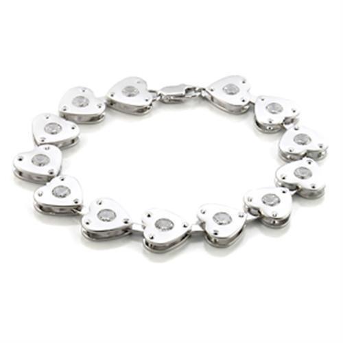 LO586 - Matte Rhodium & Rhodium Brass Bracelet with AAA Grade CZ  in Clear-0