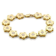 LO596 - Matte Gold & Gold Brass Bracelet with AAA Grade CZ  in Clear-0