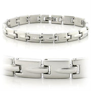 LO606 - Matte Rhodium & Rhodium White Metal Bracelet with No Stone-0