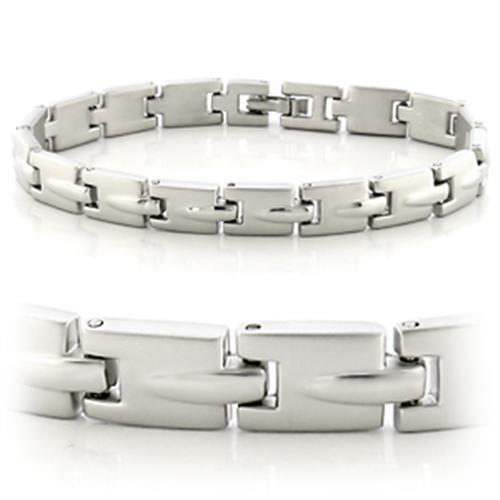 LO606 - Matte Rhodium & Rhodium White Metal Bracelet with No Stone-0