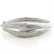 LO614 - Rhodium Brass Bangle with AAA Grade CZ  in Clear-0