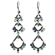 LO628 - Antique Silver Brass Earrings with Top Grade Crystal  in Multi Color-0