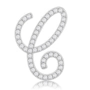 LO685 - Rhodium Brass Brooches with Top Grade Crystal  in Clear-0