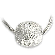 LO734 - Rhodium Brass Pendant with Top Grade Crystal  in Clear-0
