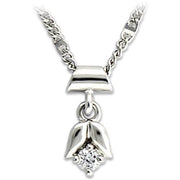 LO735 - Rhodium Brass Chain Pendant with AAA Grade CZ  in Clear-0