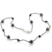LO737 -  Brass Necklace with Epoxy  in Multi Color-0