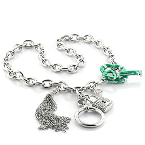 LO742 - Imitation Rhodium Brass Necklace with AAA Grade CZ  in Clear-0