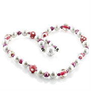 LO746 -  Brass Necklace with Synthetic Pearl in Multi Color-0