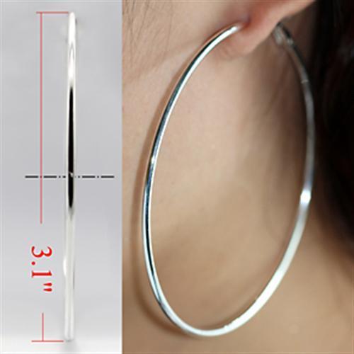 LO770 - Silver Brass Earrings with No Stone-0