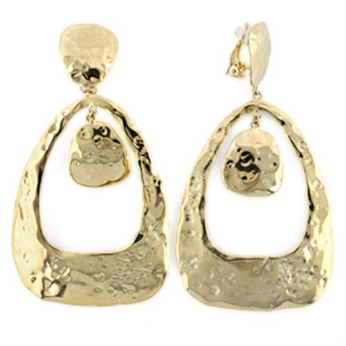 LO808 - Gold Brass Earrings with No Stone-0