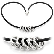 LO826 - Rhodium Brass Chain Pendant with Top Grade Crystal  in Clear-0