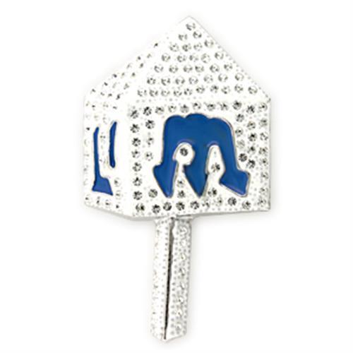 LO839 - Rhodium White Metal Brooches with Top Grade Crystal  in Clear-0