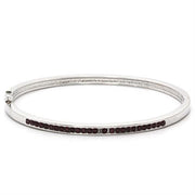 LO851 - Imitation Rhodium Brass Bangle with Top Grade Crystal  in Amethyst-0