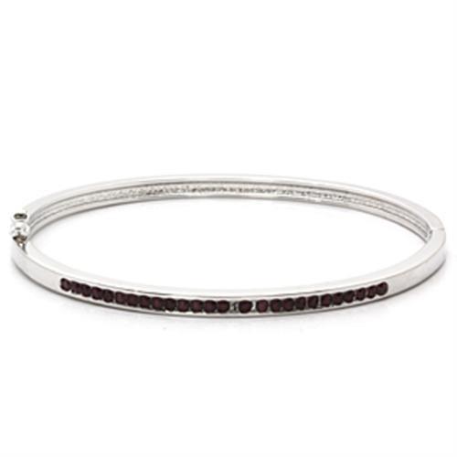 LO851 - Imitation Rhodium Brass Bangle with Top Grade Crystal  in Amethyst-0