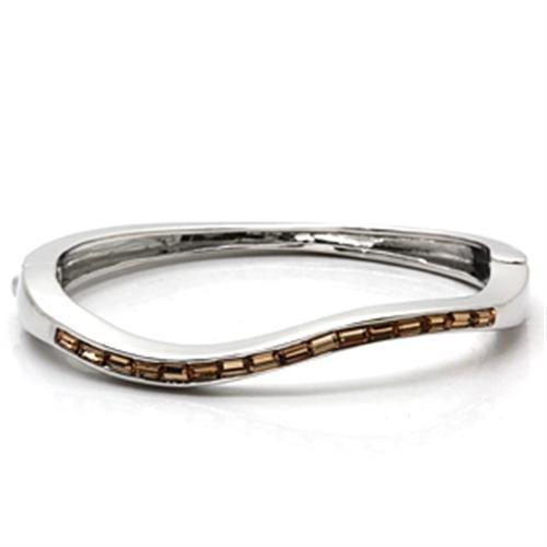 LO858 - Imitation Rhodium Brass Bangle with Top Grade Crystal  in Citrine Yellow-0