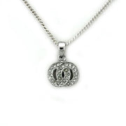 LOA1163 - Rhodium Brass Chain Pendant with Top Grade Crystal  in Clear-0