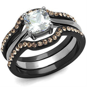 LOA1343 - IP Black(Ion Plating) Stainless Steel Ring with AAA Grade CZ  in Clear-0