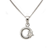 LOA1354 - Rhodium Brass Chain Pendant with AAA Grade CZ  in Clear-0