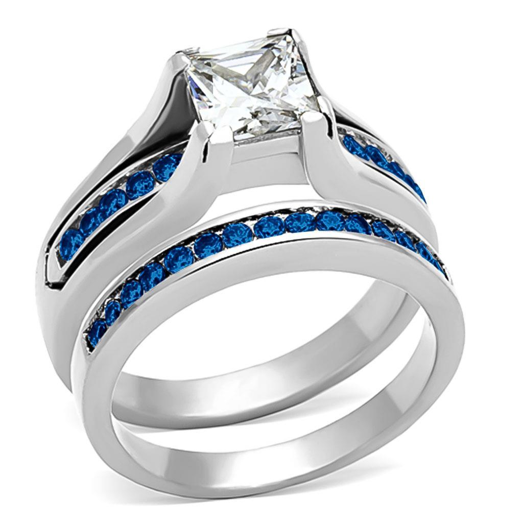 LOA1363 - High polished (no plating) Stainless Steel Ring with AAA Grade CZ  in Multi Color-0