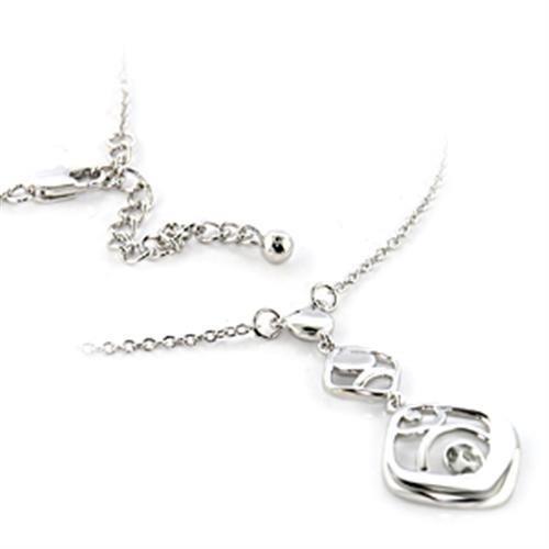 LOA150 - Rhodium Brass Chain Pendant with No Stone-0