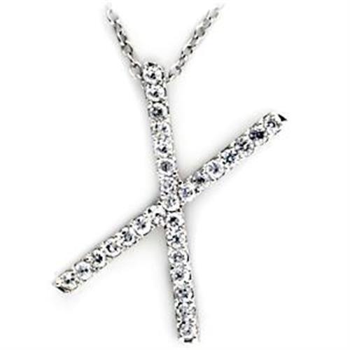 LOA267 - High-Polished 925 Sterling Silver Pendant with AAA Grade CZ  in Clear-0