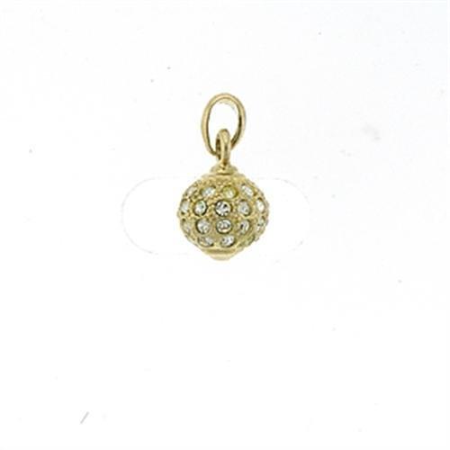 LOA391 - Gold Brass Pendant with Top Grade Crystal  in Clear-0