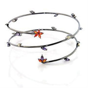 LOA453 - Ruthenium Brass Arm Loop with AAA Grade CZ  in Multi Color-0