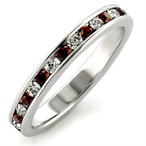 LOA508 - High-Polished 925 Sterling Silver Ring with Top Grade Crystal  in Garnet-0