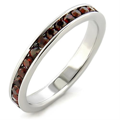 LOA509 - High-Polished 925 Sterling Silver Ring with Top Grade Crystal  in Garnet-0