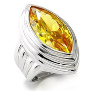 LOA511 - Rhodium 925 Sterling Silver Ring with AAA Grade CZ  in Topaz-0