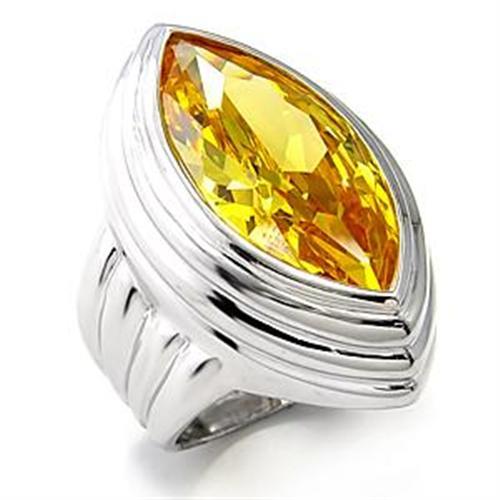 LOA511 - Rhodium 925 Sterling Silver Ring with AAA Grade CZ  in Topaz-0