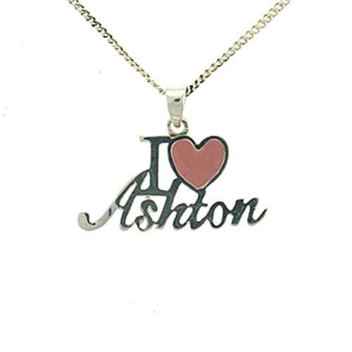 LOA540 - Silver Brass Chain Pendant with Epoxy  in Rose-0