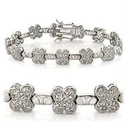 LOA545 - Rhodium Brass Bracelet with AAA Grade CZ  in Clear-0