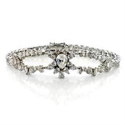 LOA547 - Rhodium Brass Bracelet with AAA Grade CZ  in Clear-0