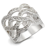 LOA553 - Rhodium 925 Sterling Silver Ring with AAA Grade CZ  in Clear-0