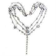 LOA554 - Rhodium 925 Sterling Silver Necklace with AAA Grade CZ  in Clear-0