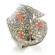 LOA583 - Gold+Rhodium Brass Ring with AAA Grade CZ  in Rose-0