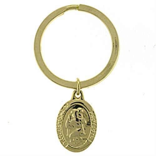 LOA621 - Gold Brass Key Ring with No Stone-0